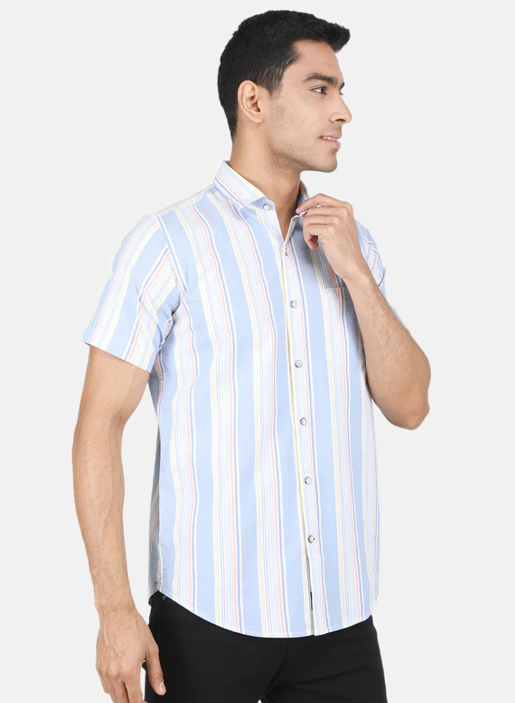 Men Blue Printed Shirt - Image 6