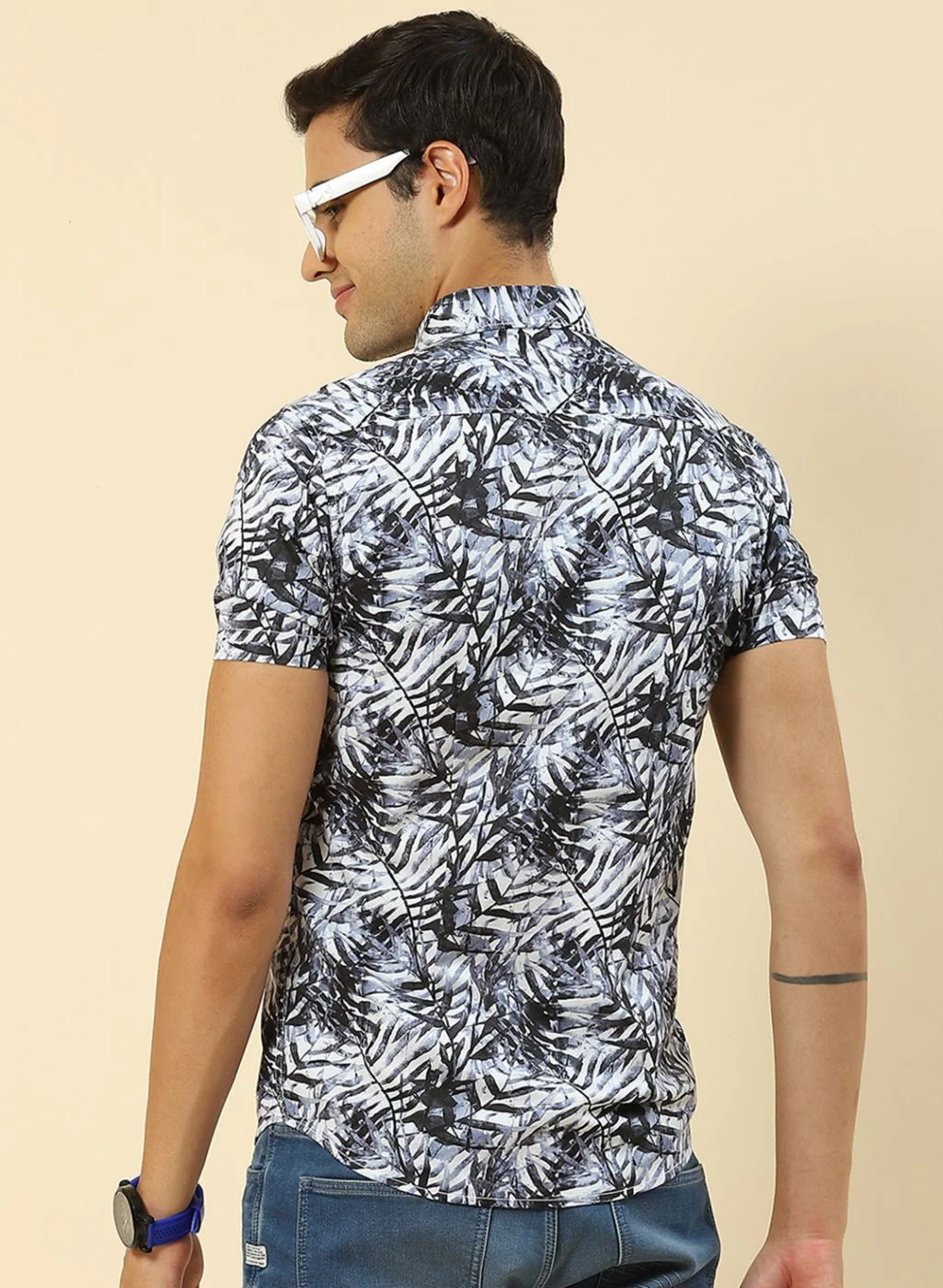 Men Blue Printed Shirt - Image 5