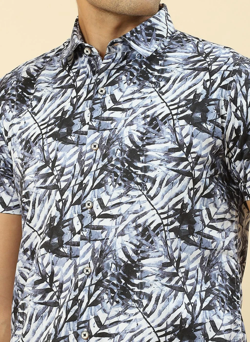 Men Blue Printed Shirt - Image 6