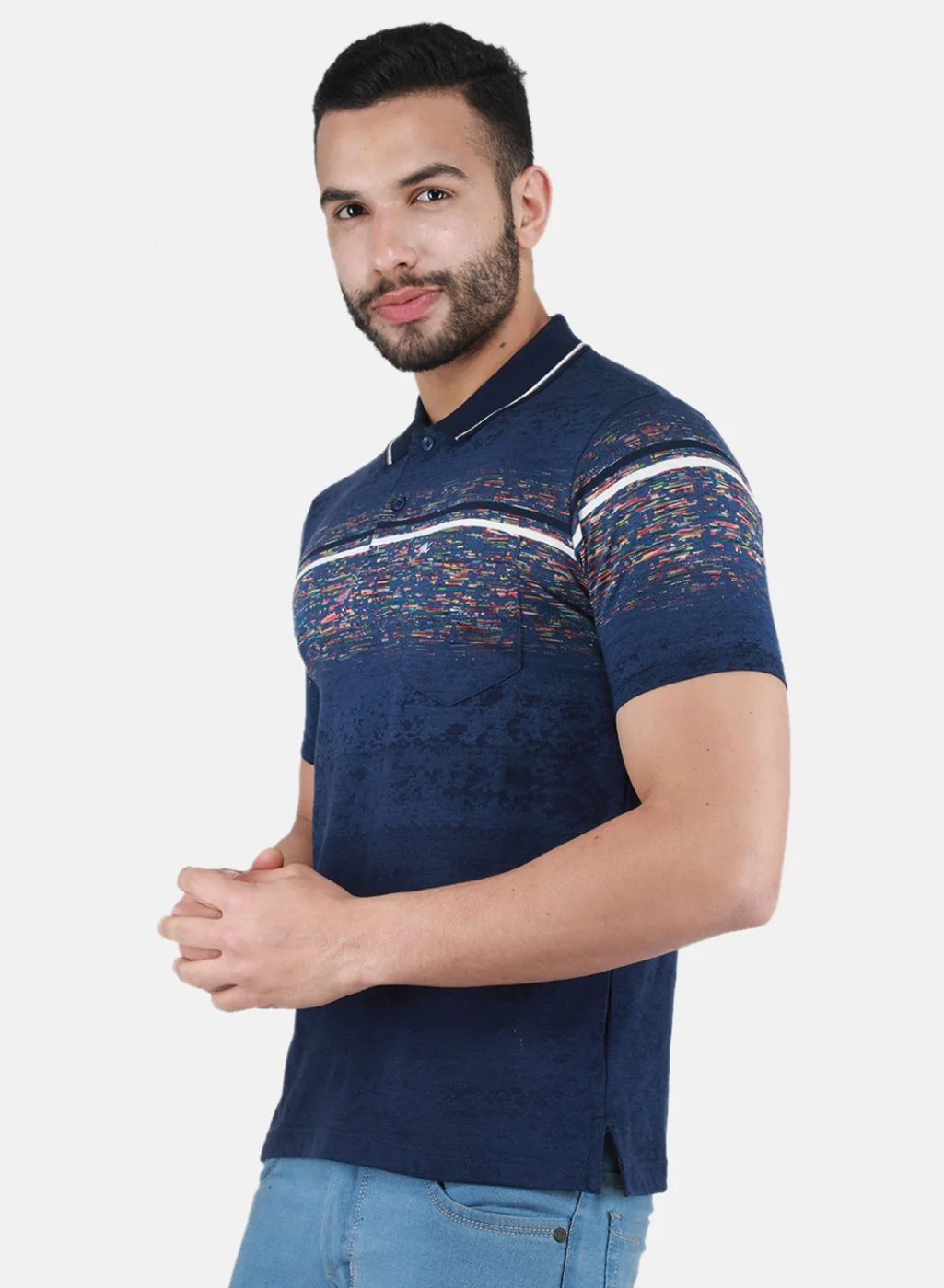 Men Blue Printed T-Shirt - Image 2