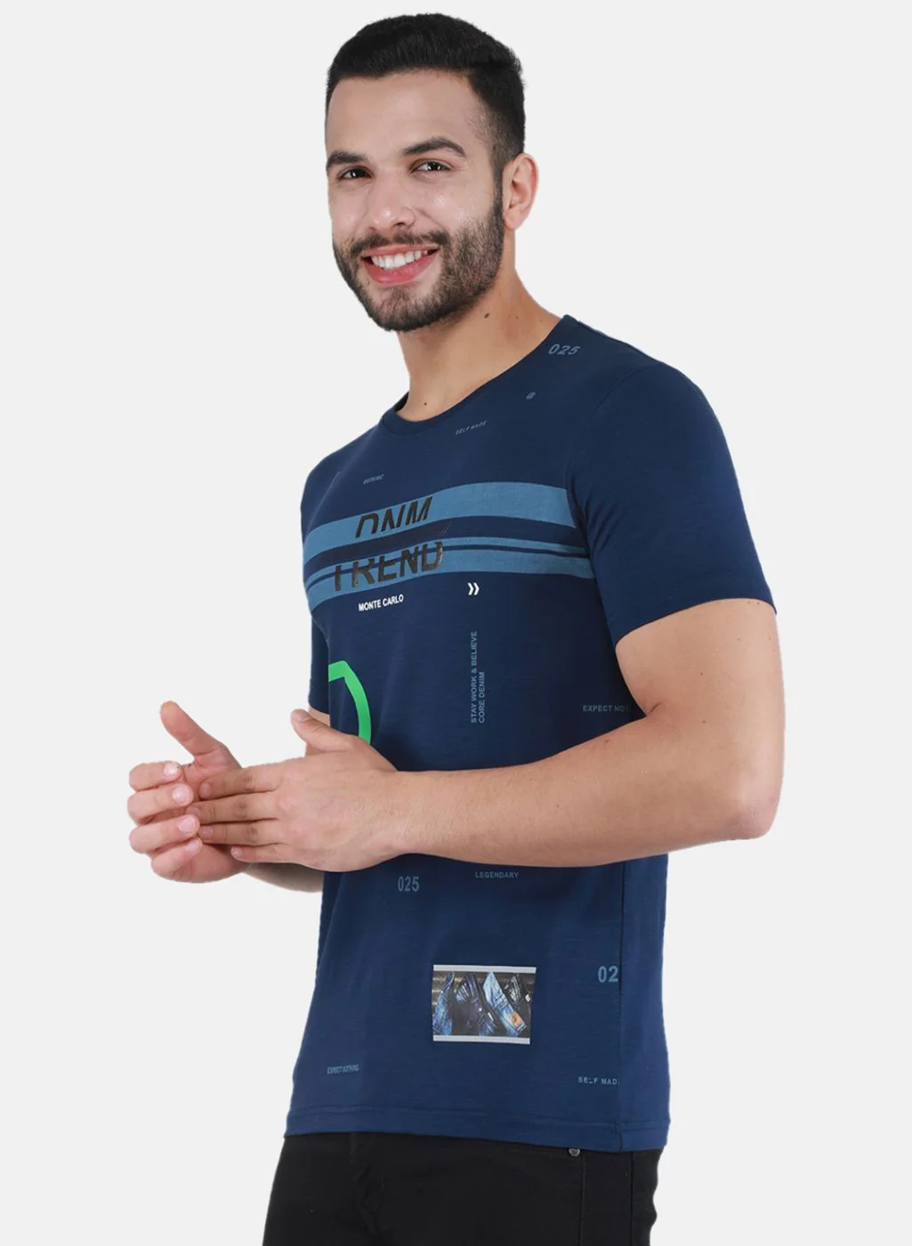 Men Blue Printed T-Shirt - Image 2
