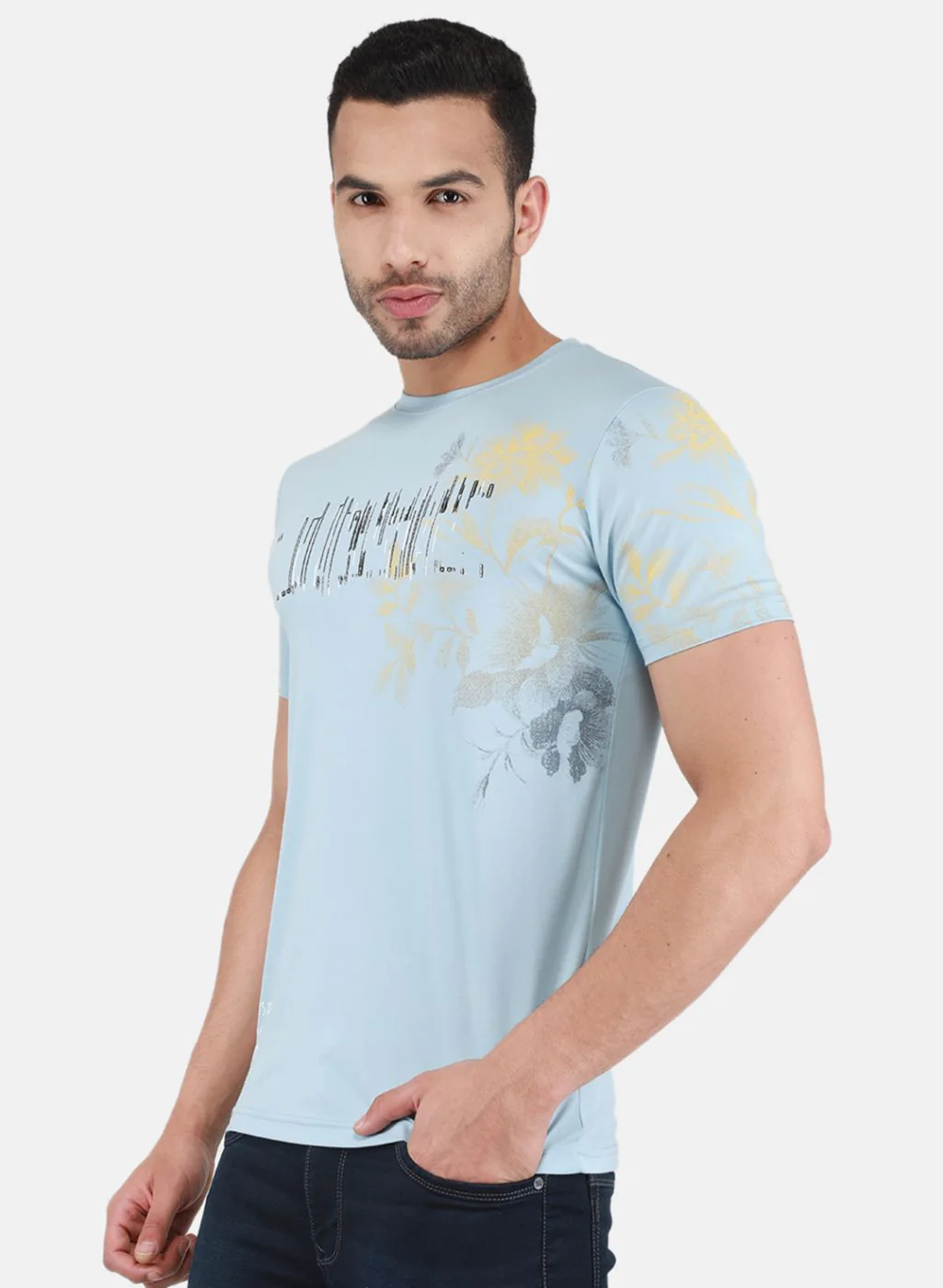 Men Blue Printed T-Shirt - Image 2
