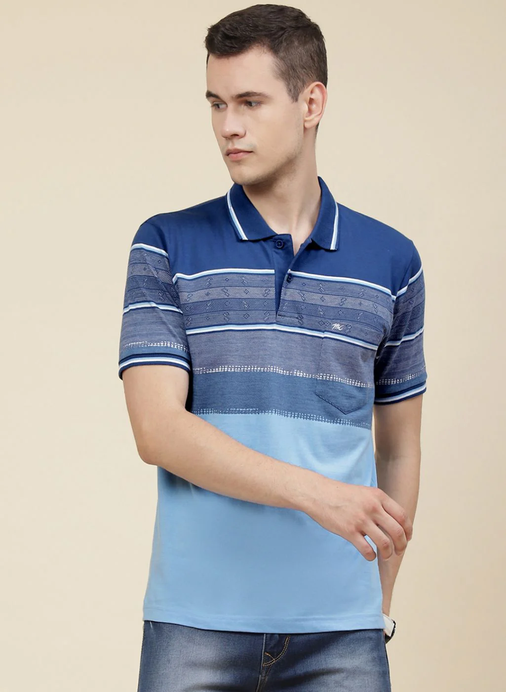 Men Blue Printed T-Shirt - Image 2