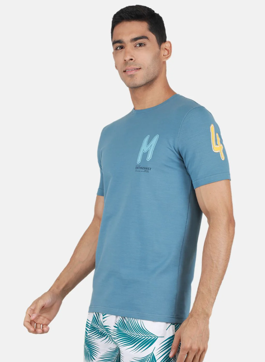 Men Blue Printed T-Shirt - Image 2