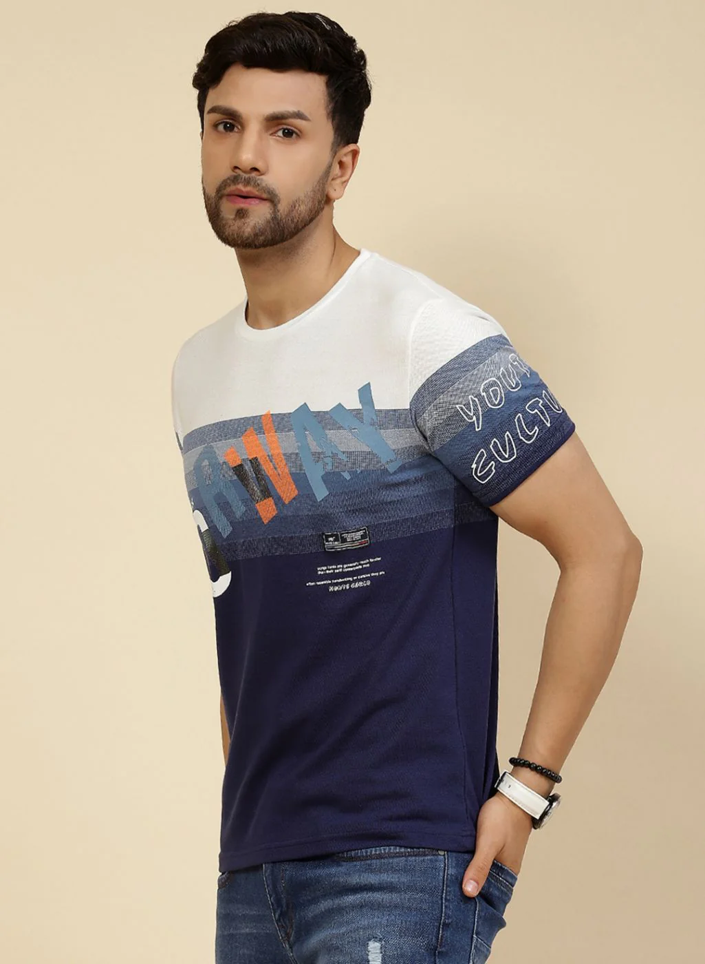 Men Blue Printed T-Shirt - Image 3