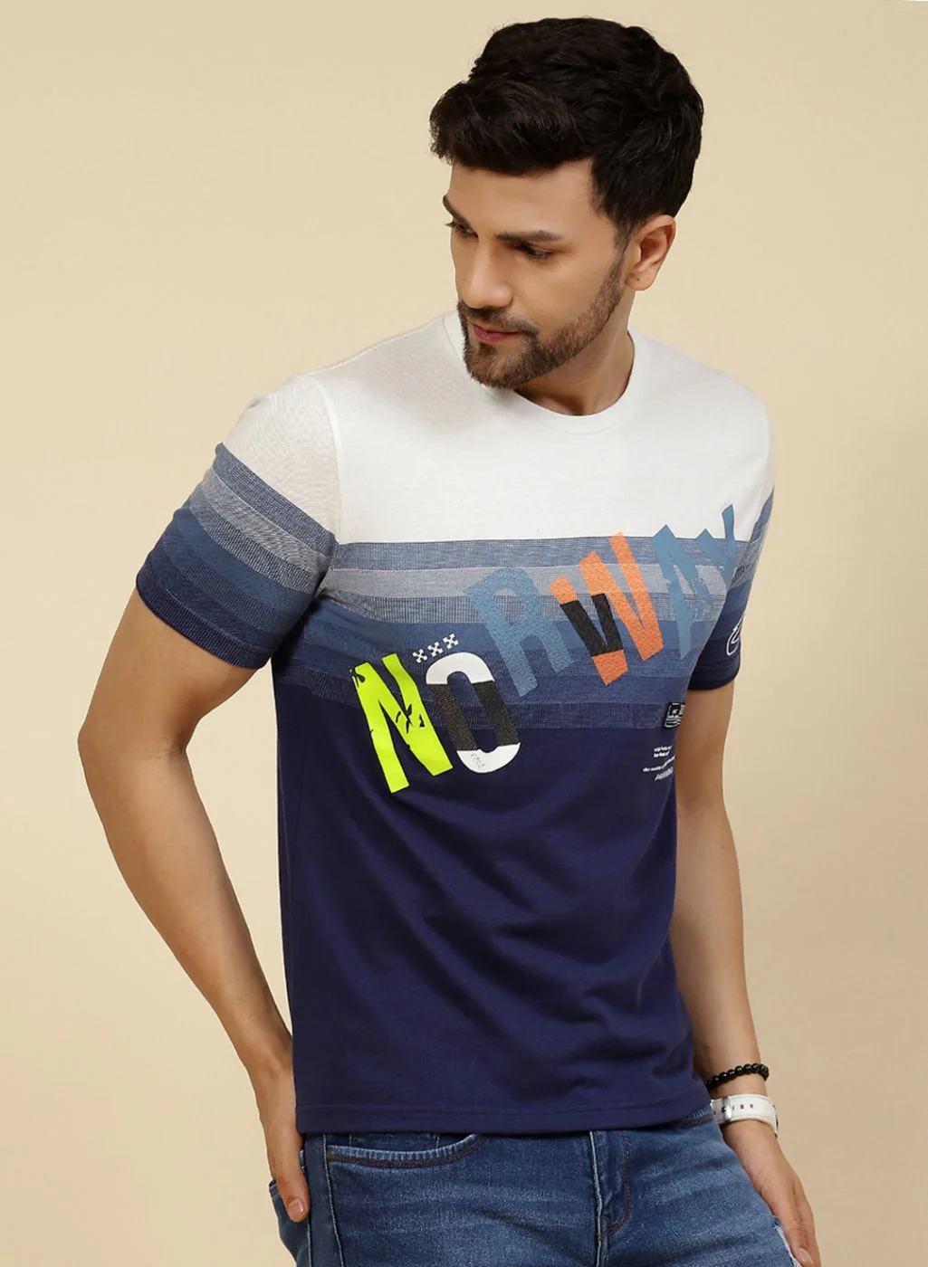 Men Blue Printed T-Shirt - Image 4