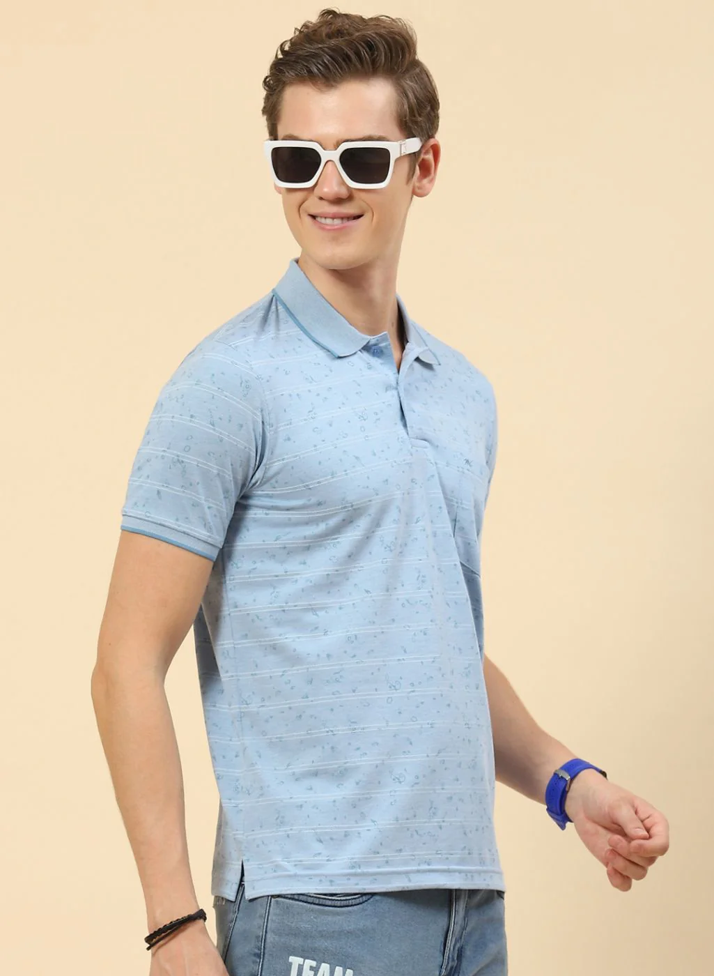 Men Blue Printed T-Shirt - Image 3