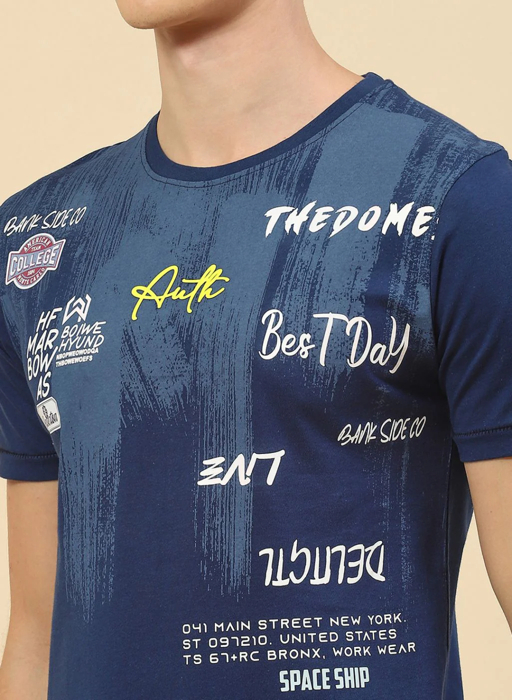 Men Blue Printed T-Shirt - Image 6