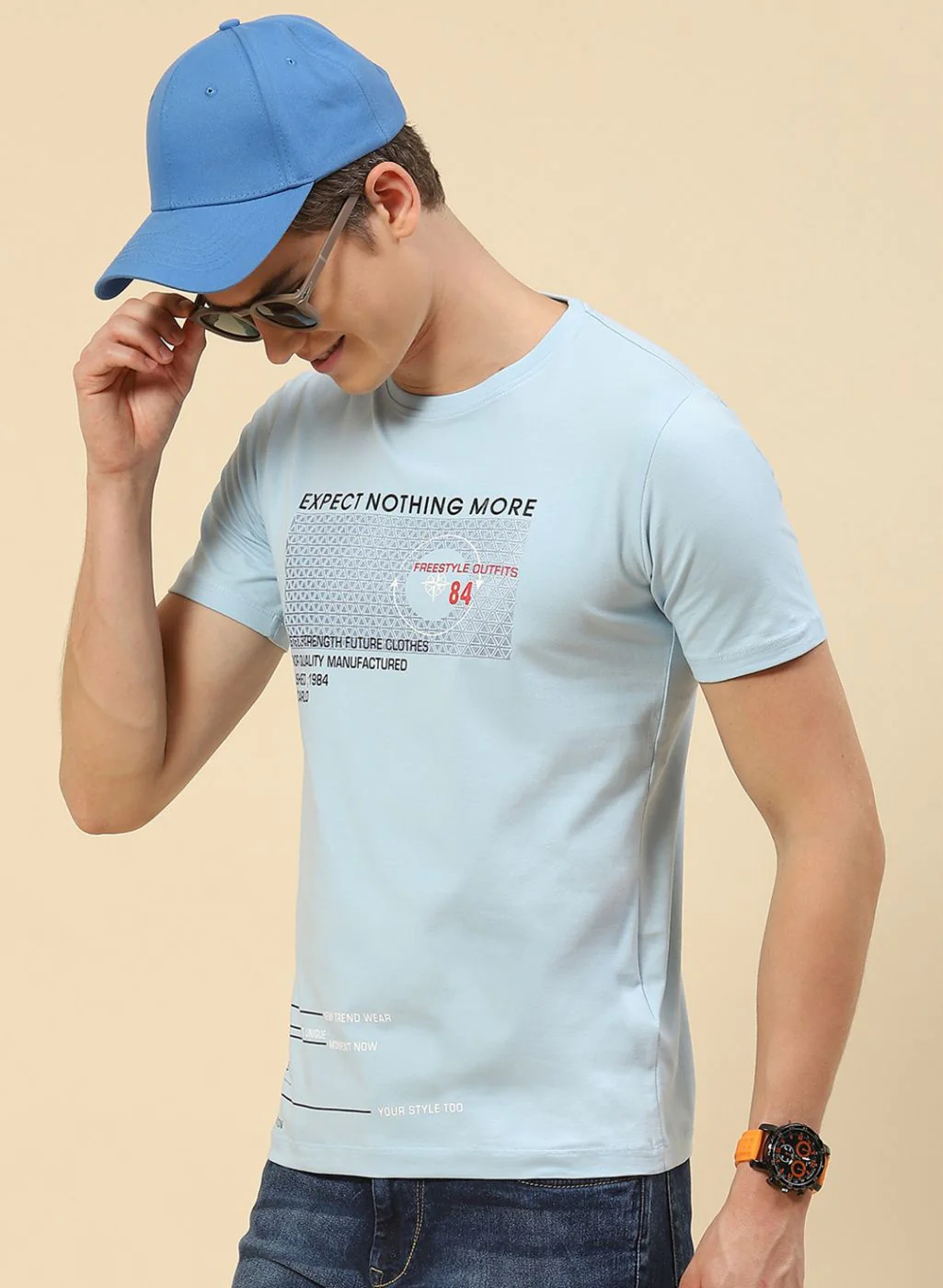 Men Blue Printed T-Shirt - Image 4