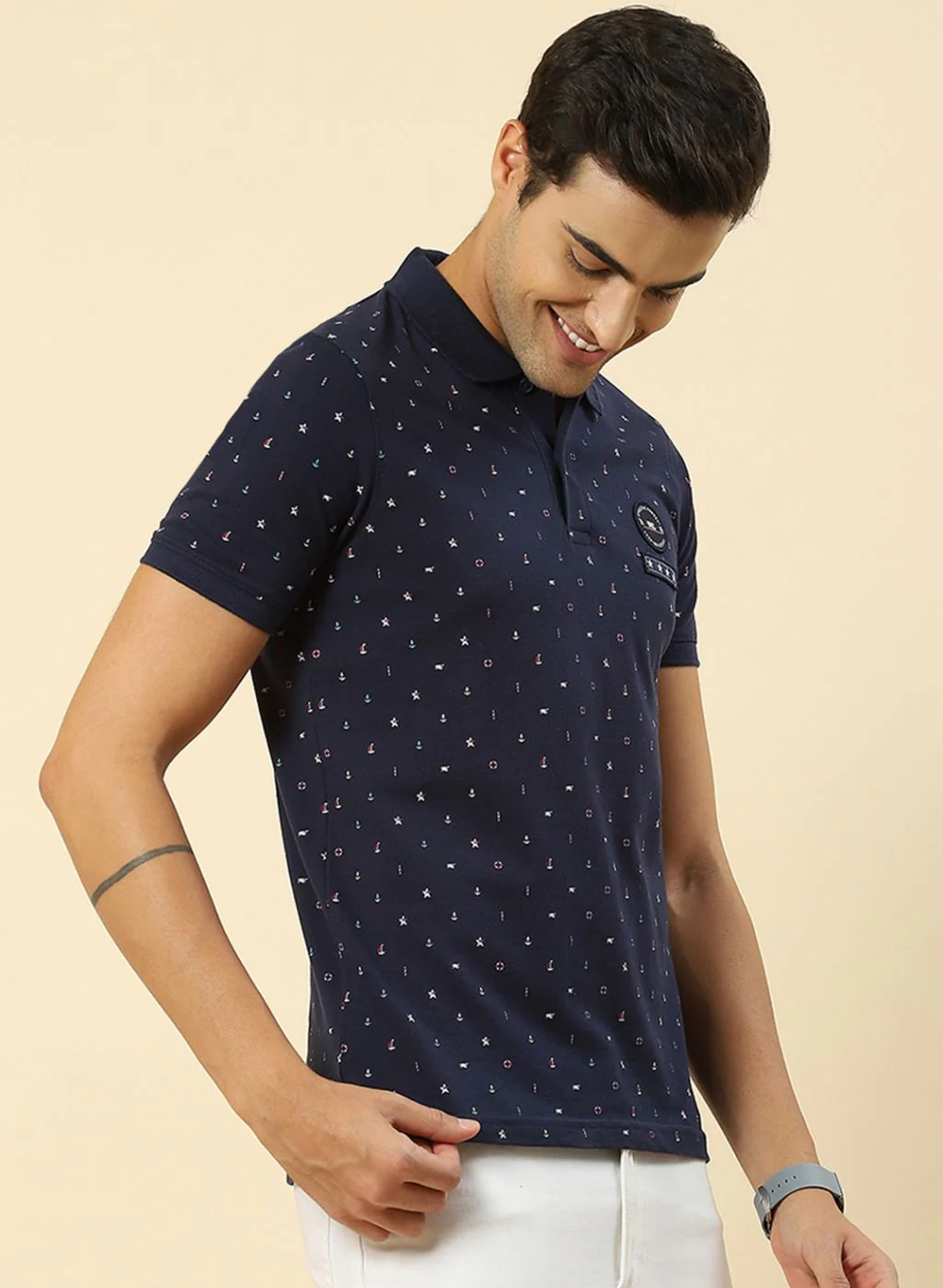 Men Blue Printed T-Shirt - Image 4