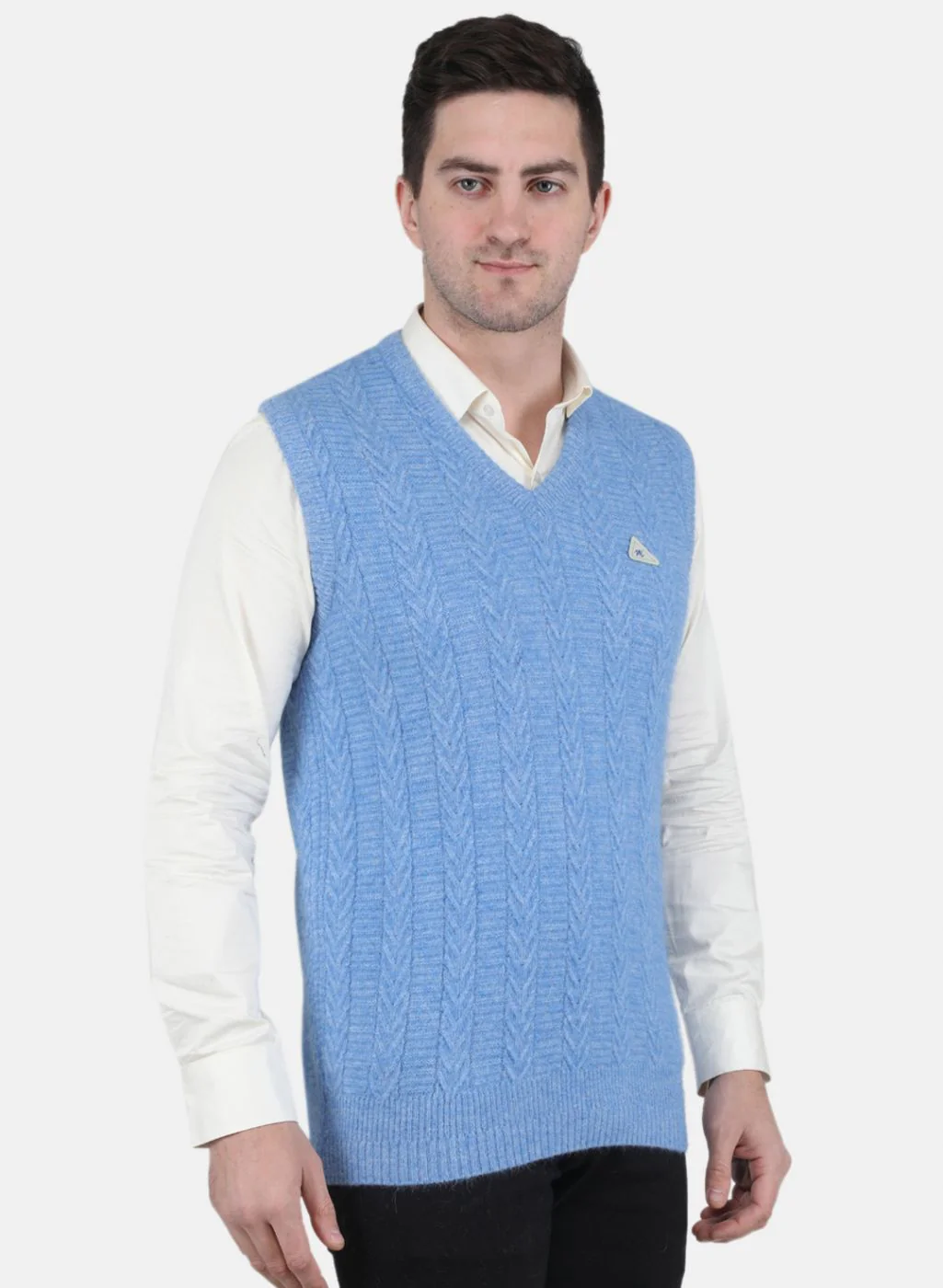 Men Blue Self Design Sweater - Image 6