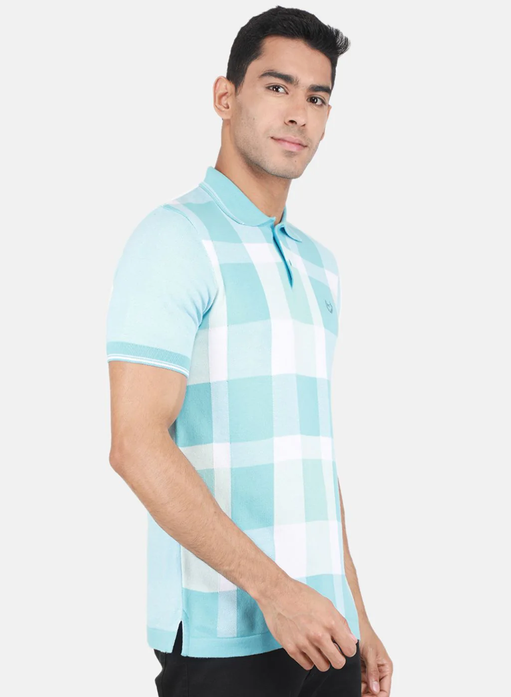 Men Blue Self Design T-Shirt - Image 6