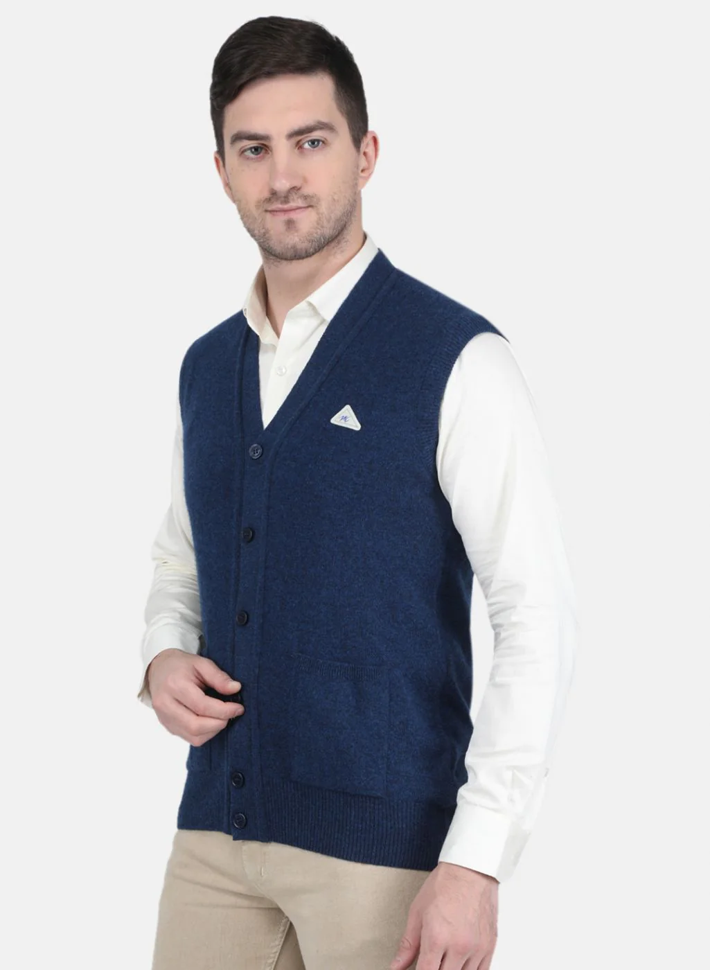 Men Blue Solid Cardigan - Image 2
