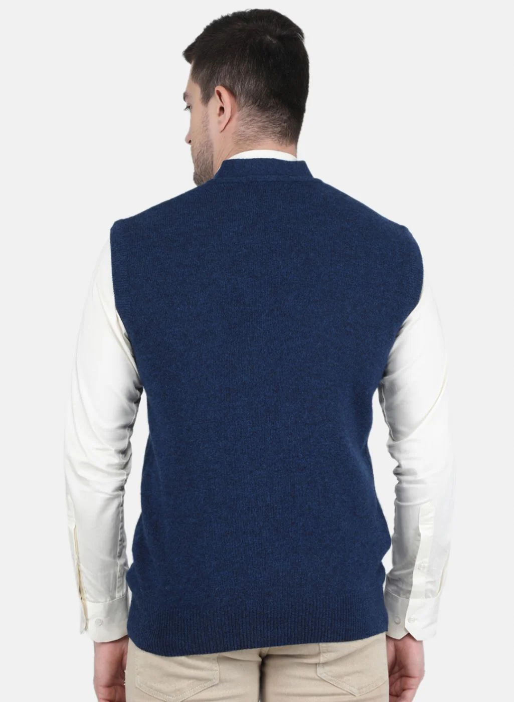 Men Blue Solid Cardigan - Image 3