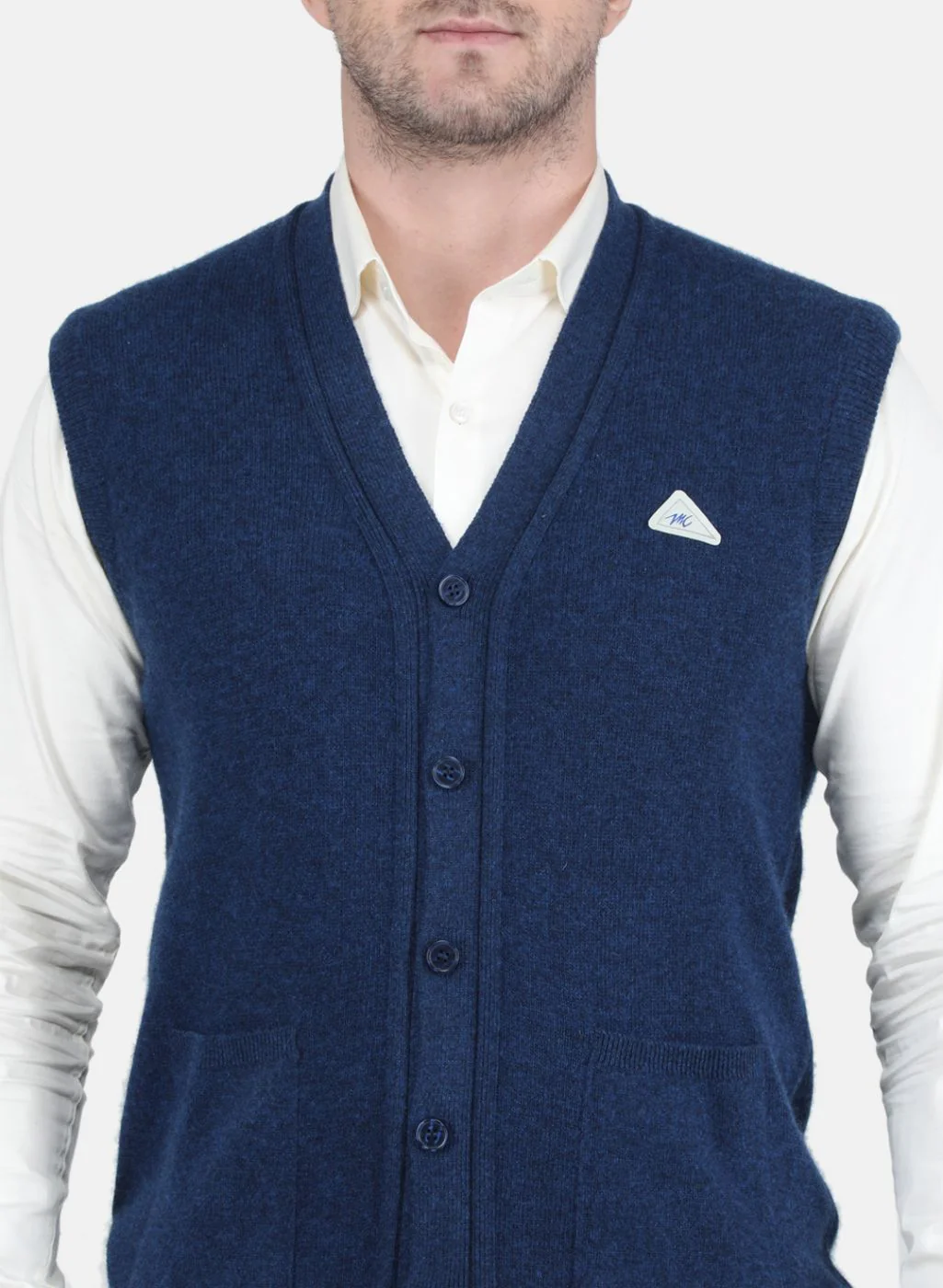 Men Blue Solid Cardigan - Image 5