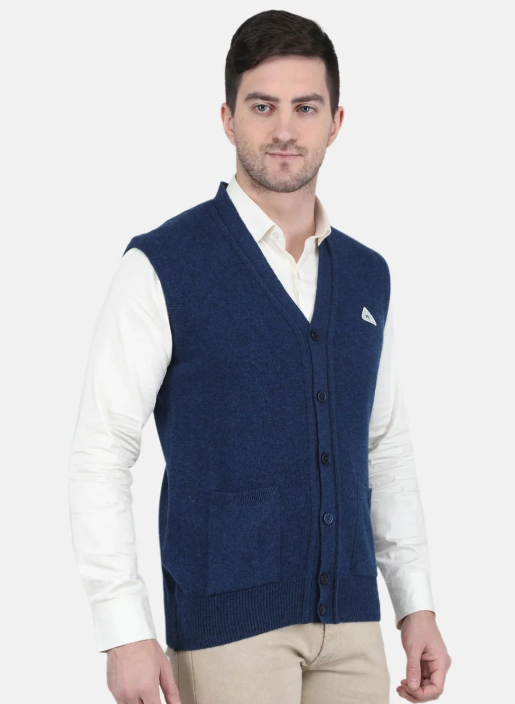 Men Blue Solid Cardigan - Image 6