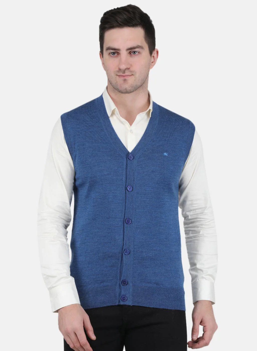 Men Blue Solid Cardigan