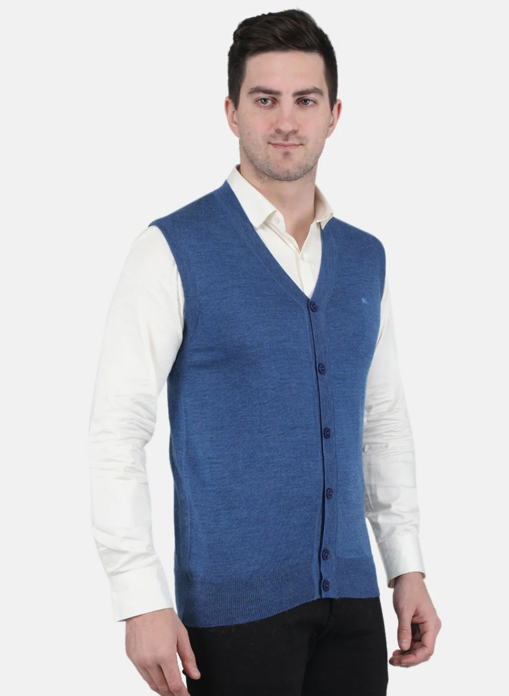 Men Blue Solid Cardigan - Image 6