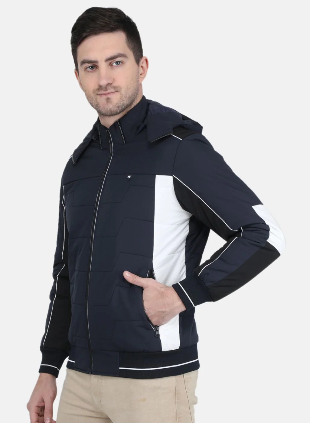 Men Blue Solid Jacket - Image 2