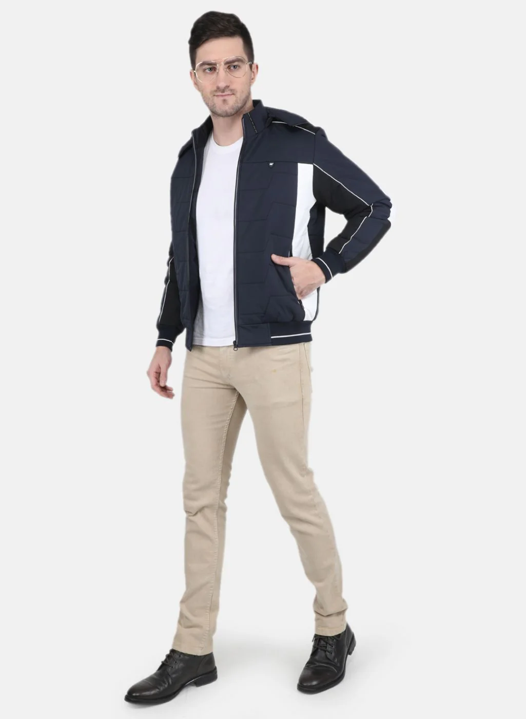 Men Blue Solid Jacket - Image 4