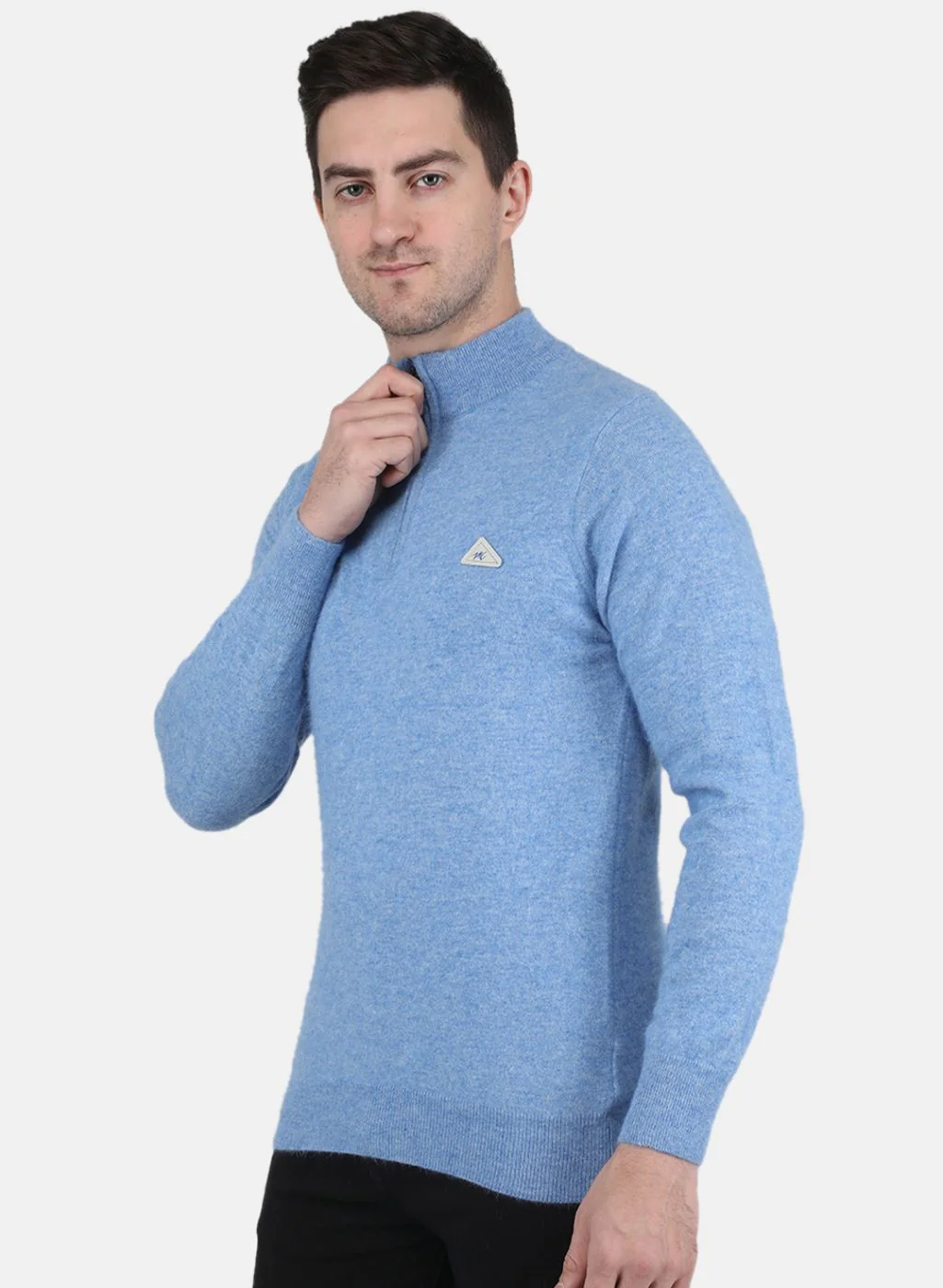 Men Blue Solid Pullover - Image 2