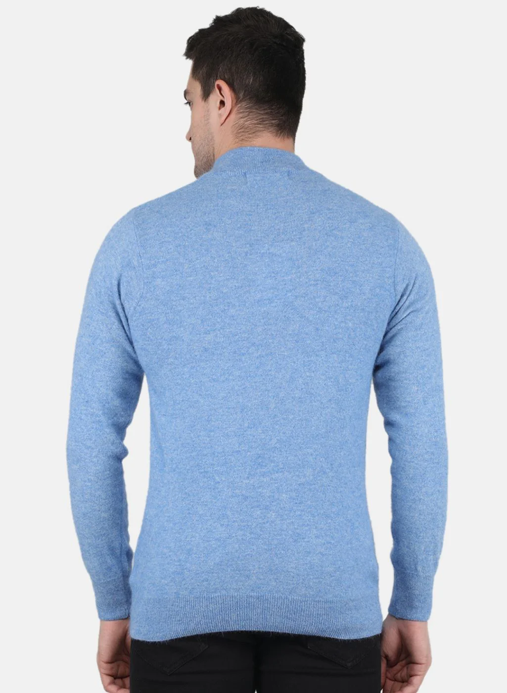 Men Blue Solid Pullover - Image 3