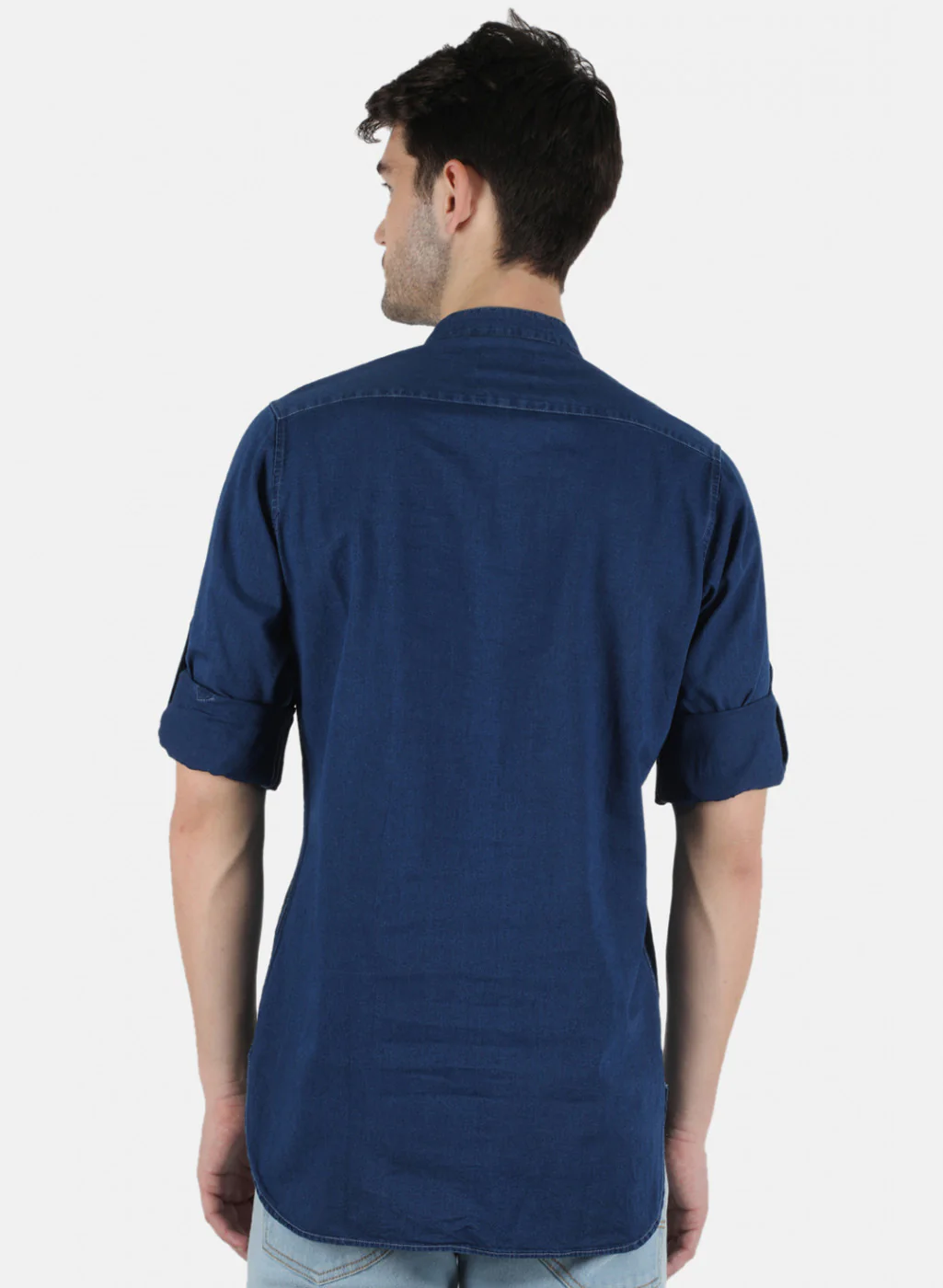 Men Blue Solid Shirt - Image 3