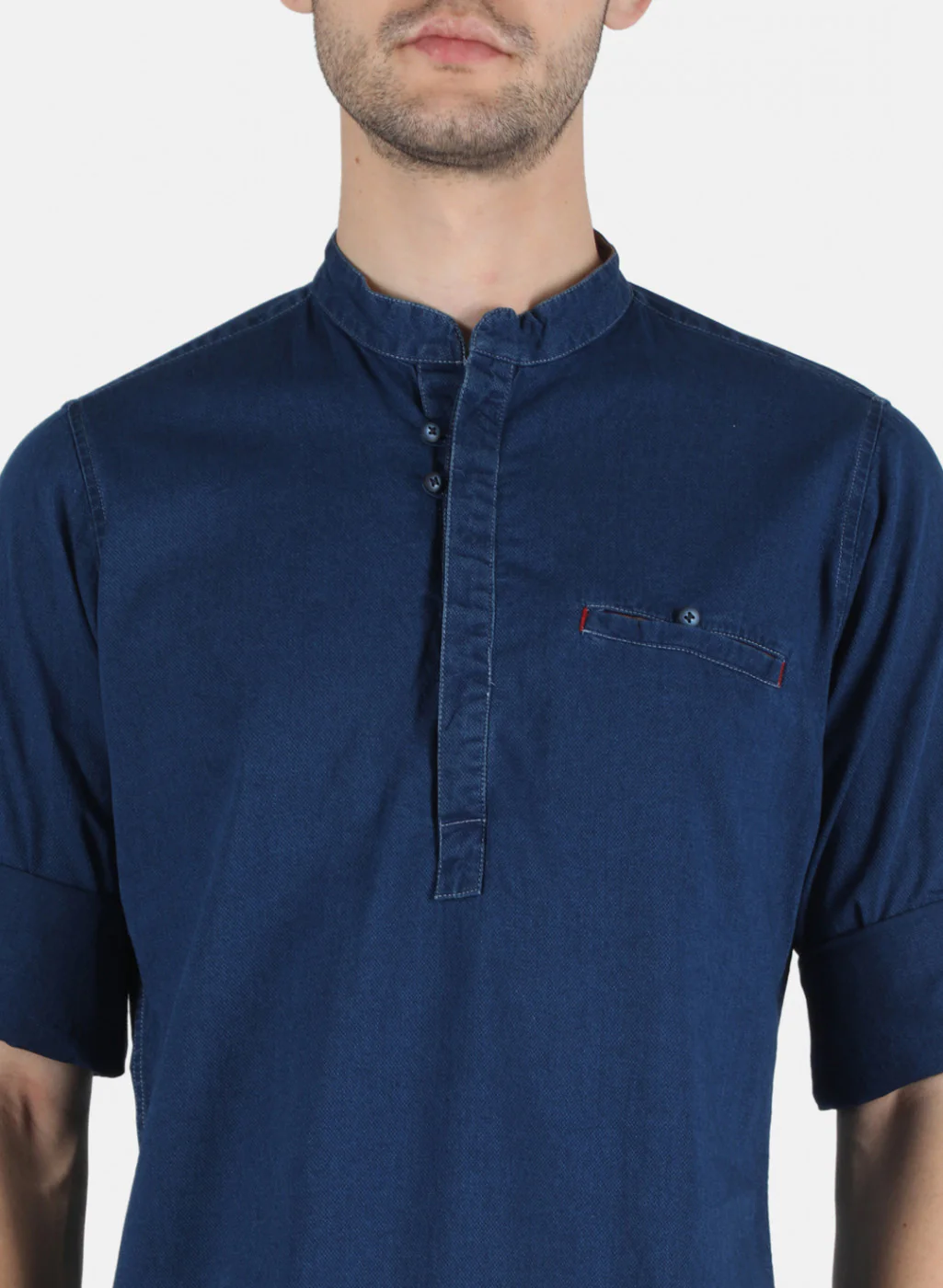 Men Blue Solid Shirt - Image 5