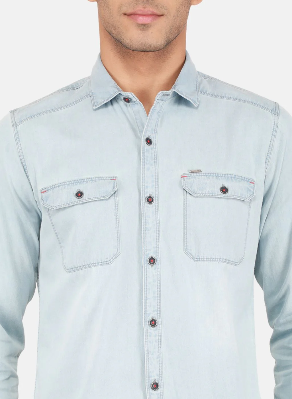 Men Blue Solid Shirt - Image 5