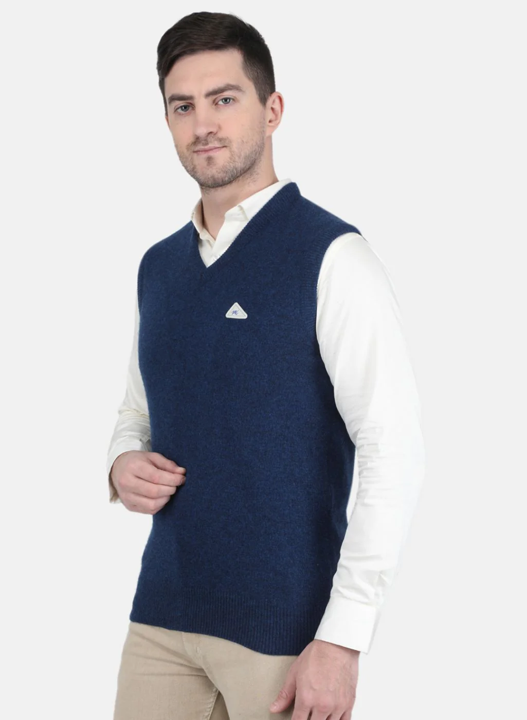 Men Blue Solid Sweater - Image 2