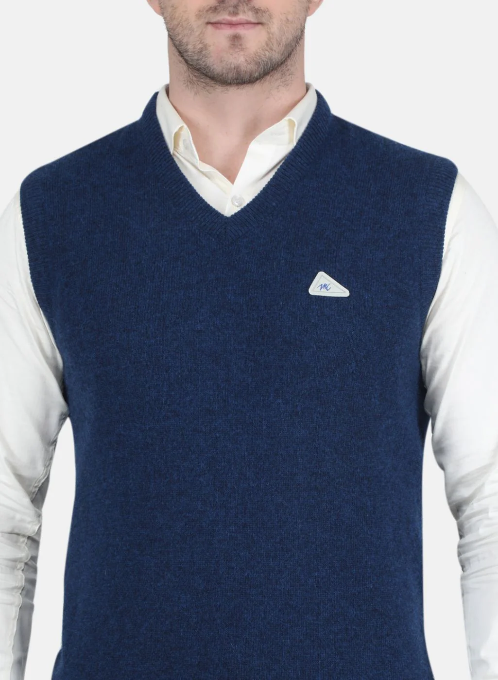 Men Blue Solid Sweater - Image 5