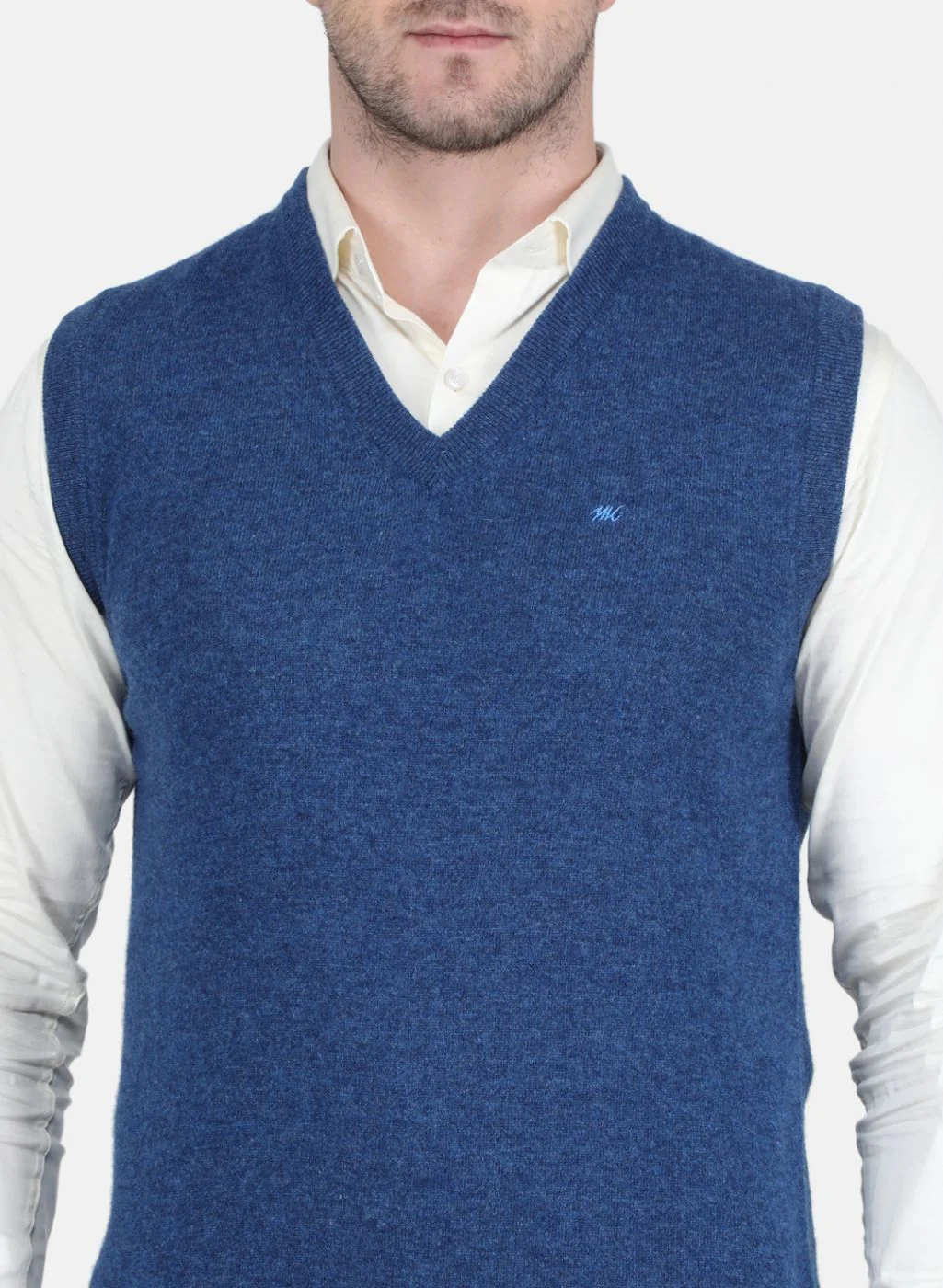 Men Blue Solid Sweater - Image 5