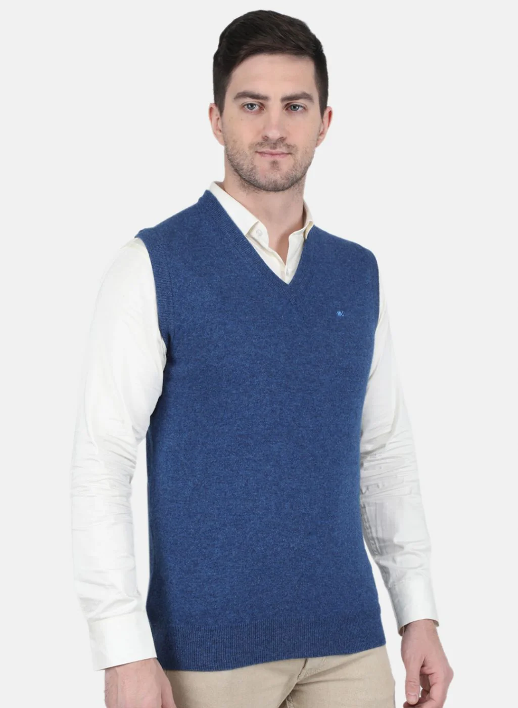 Men Blue Solid Sweater - Image 6