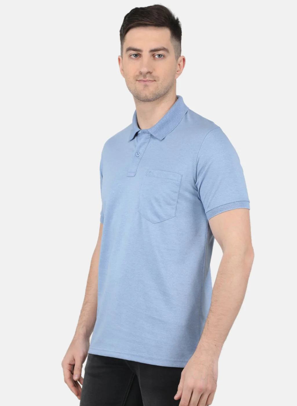Men Blue Solid T-Shirt - Image 2