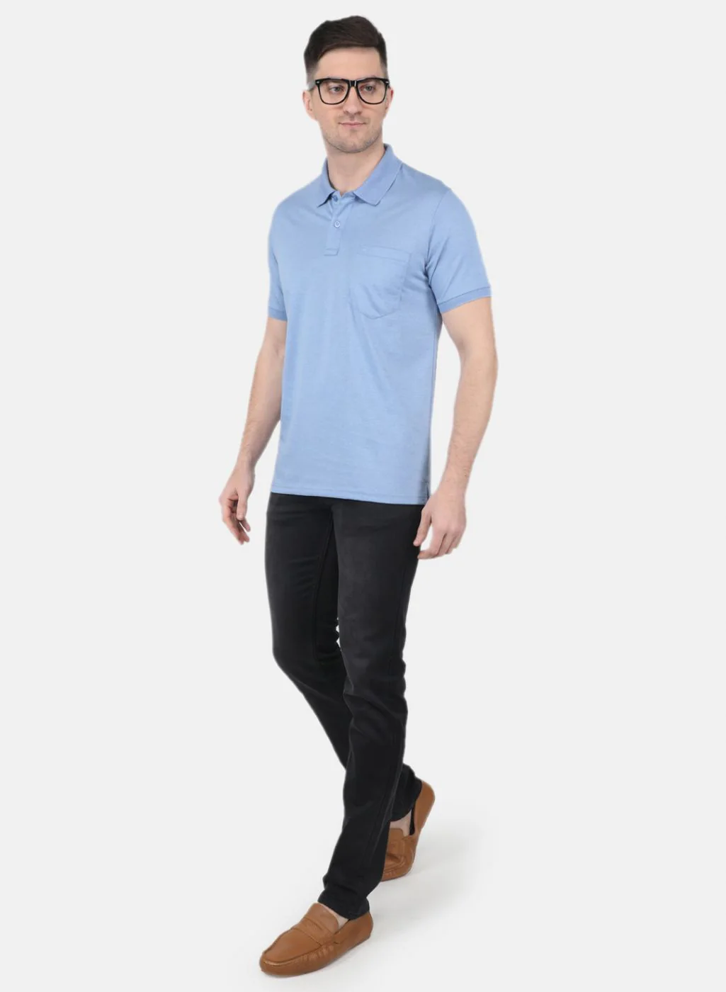 Men Blue Solid T-Shirt - Image 4
