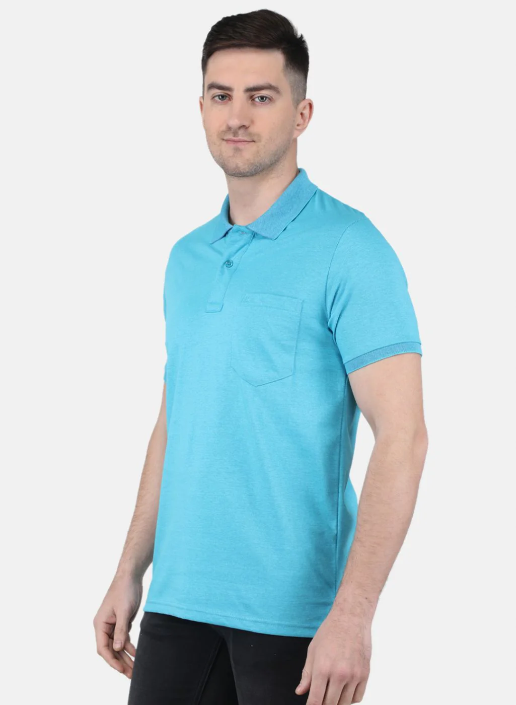 Men Blue Solid T-Shirt - Image 2