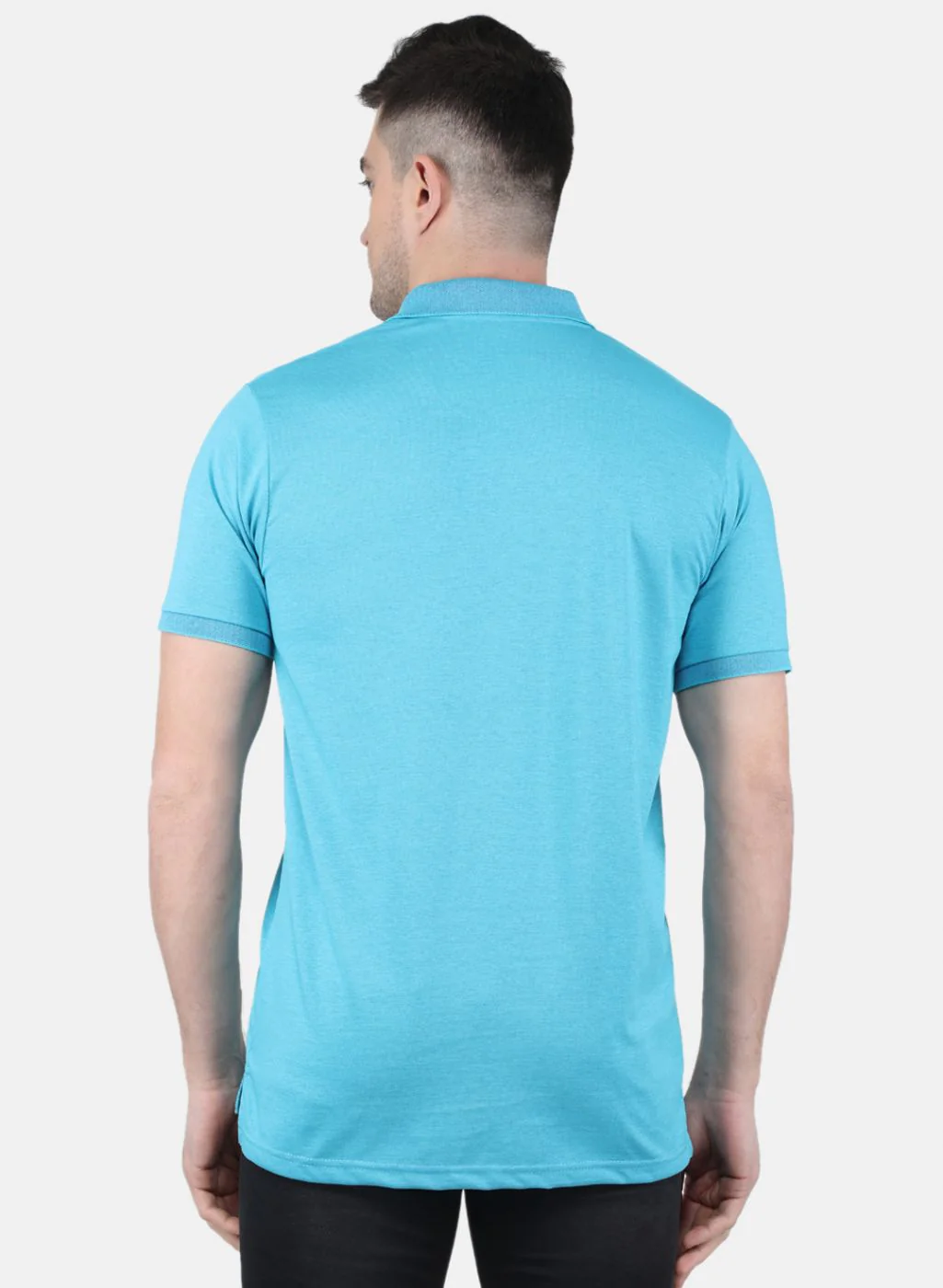 Men Blue Solid T-Shirt - Image 3
