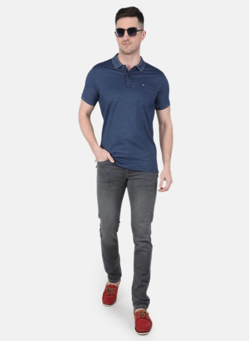 Men Blue Solid T-Shirt - Image 4