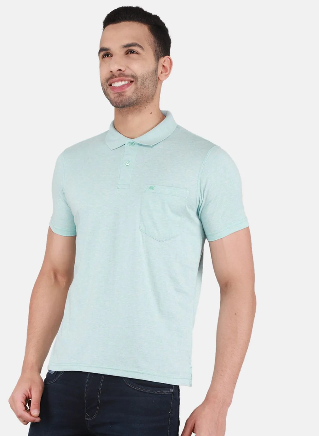 Men Blue Solid T-Shirt - Image 2