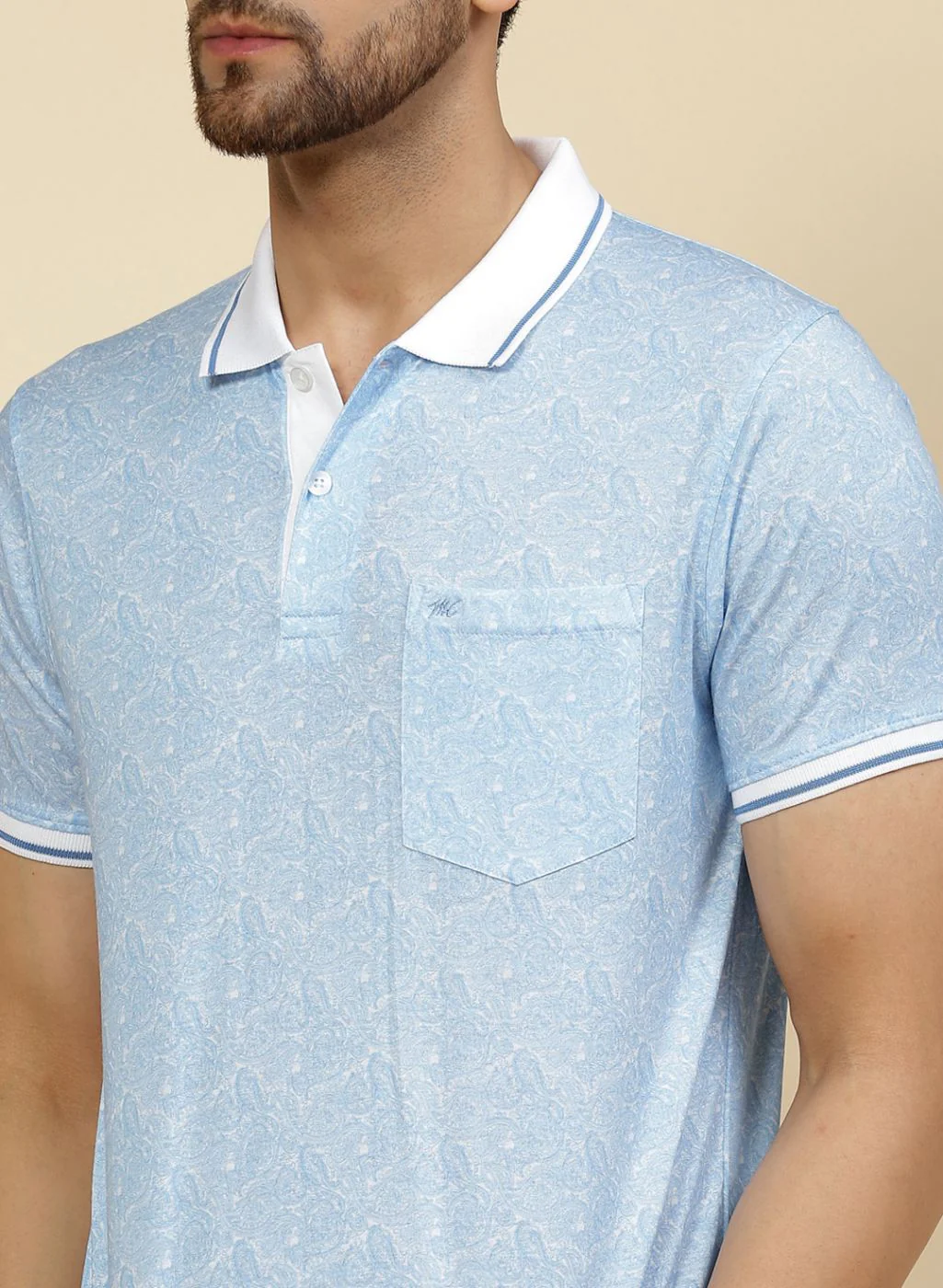 Men Blue Solid T-Shirt - Image 6