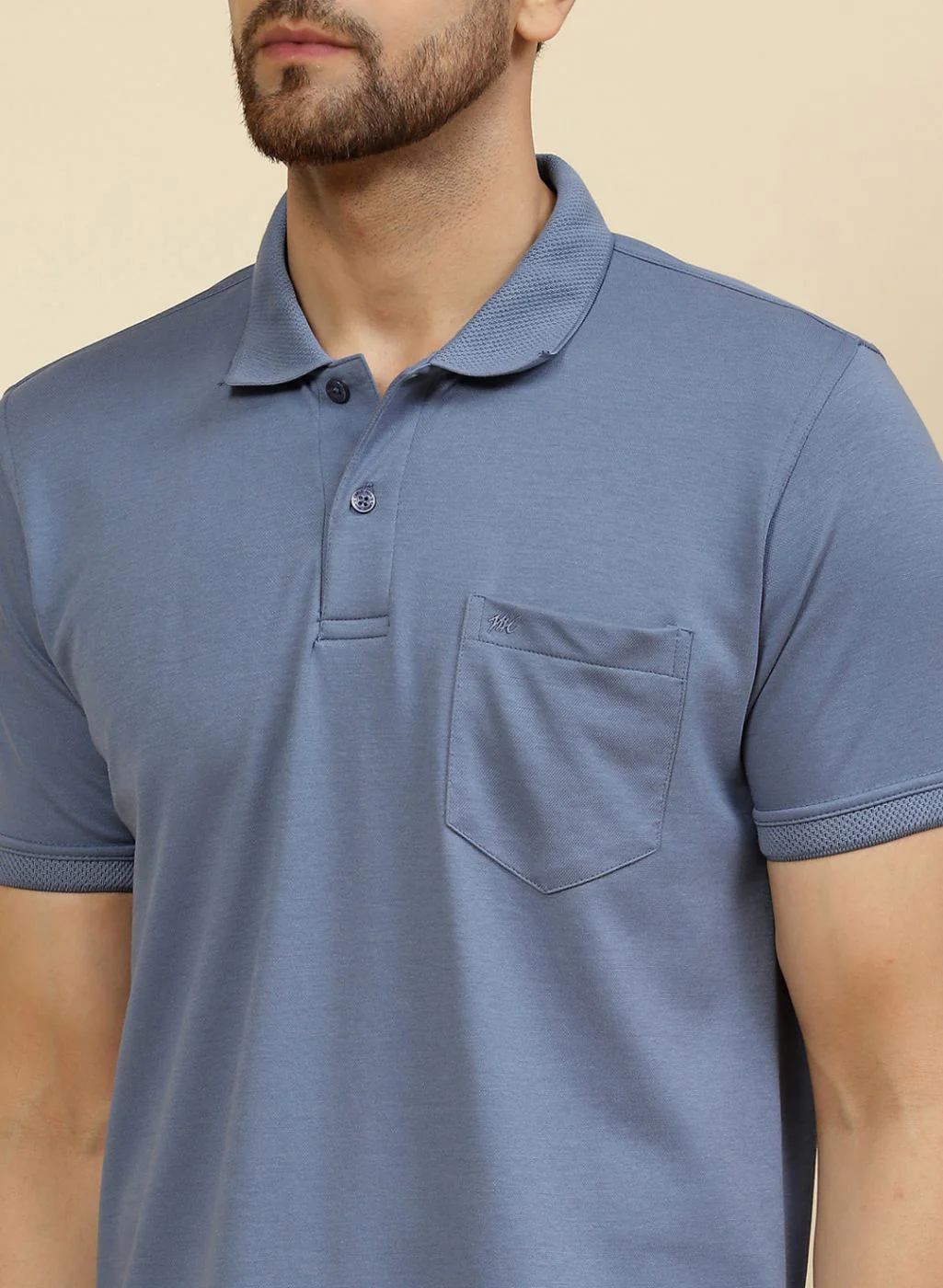 Men Blue Solid T-Shirt - Image 6