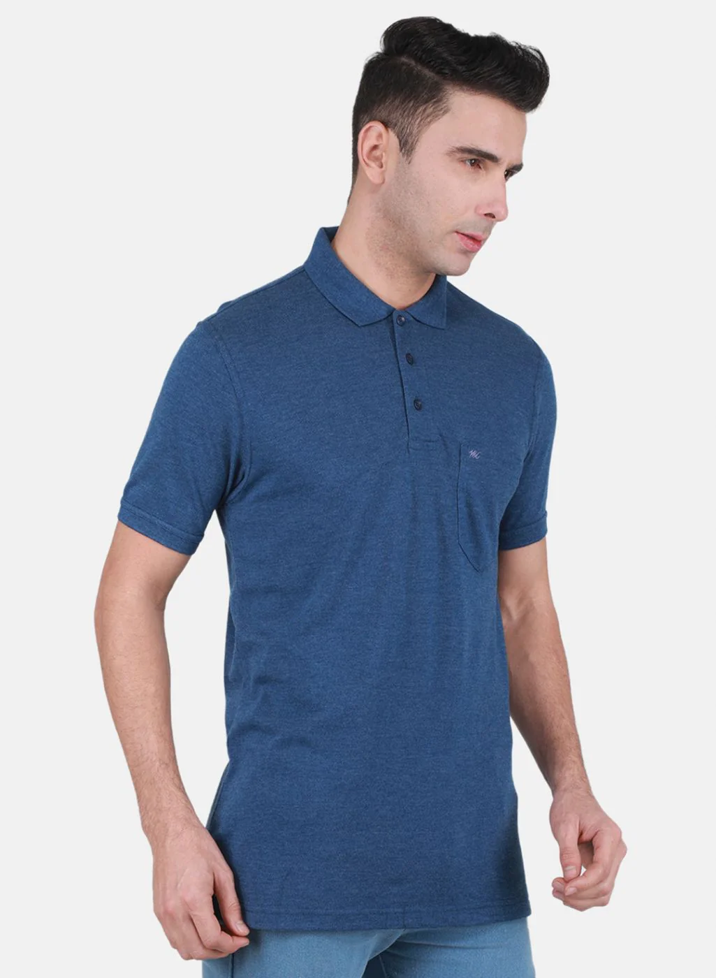 Men Blue Solid T-Shirt - Image 6