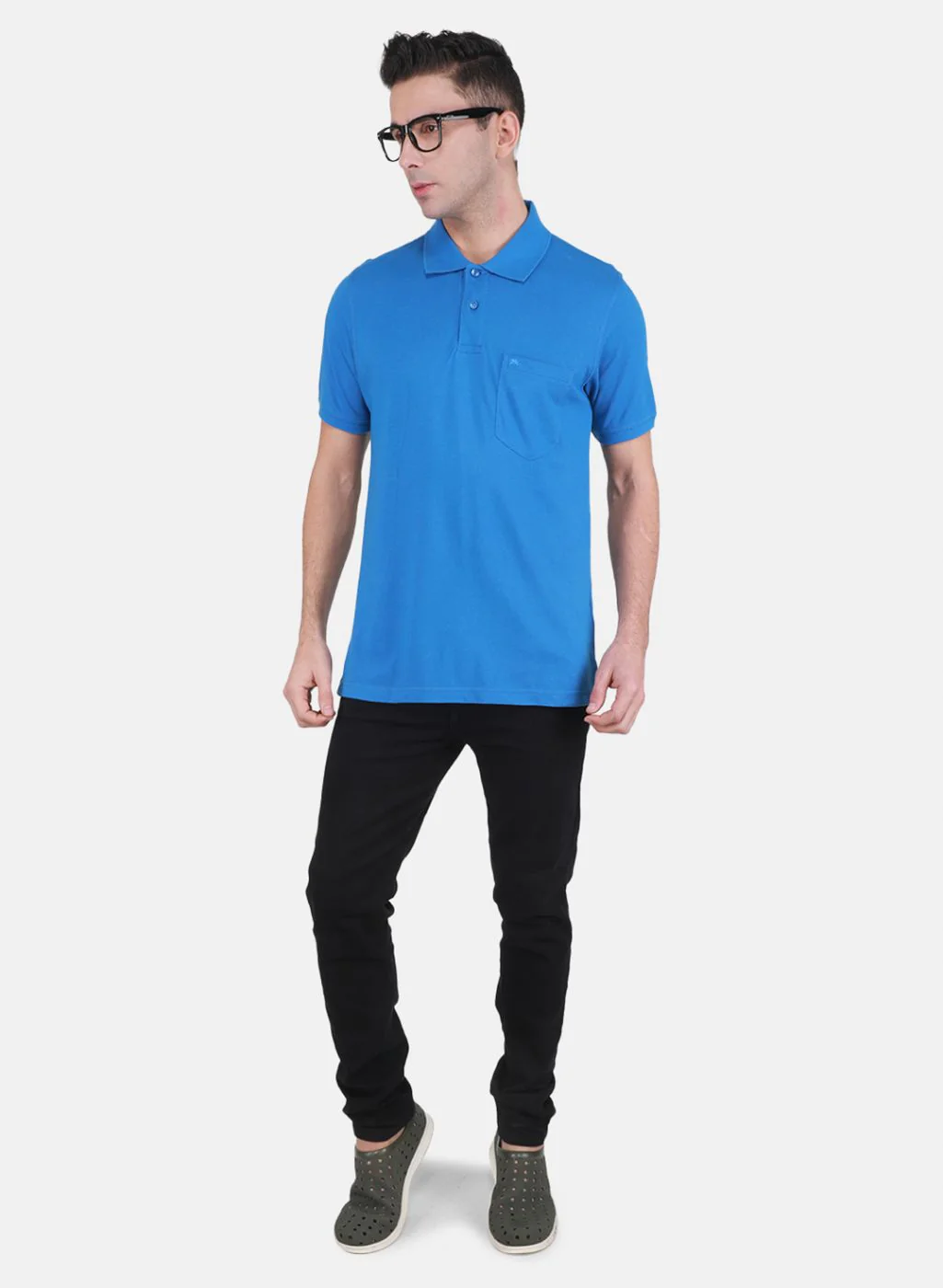 Men Blue Solid T-Shirt - Image 4