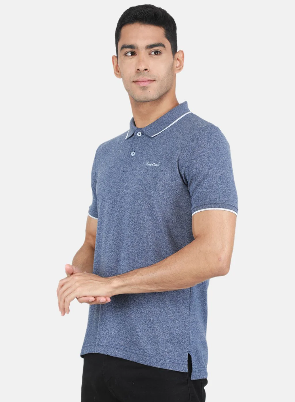 Men Blue Solid T-Shirt - Image 2