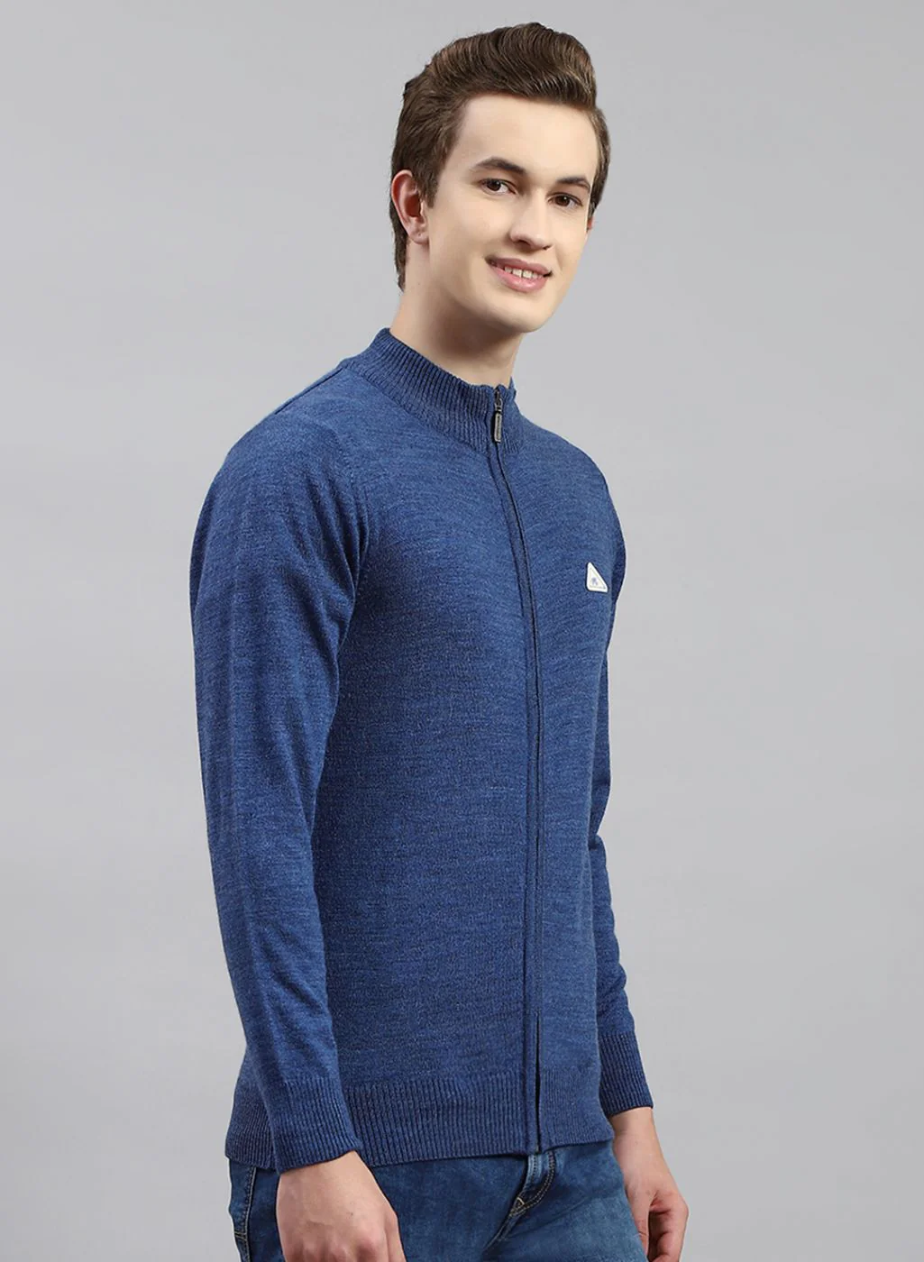 Men Blue Solid Wool blend Pullover - Image 4