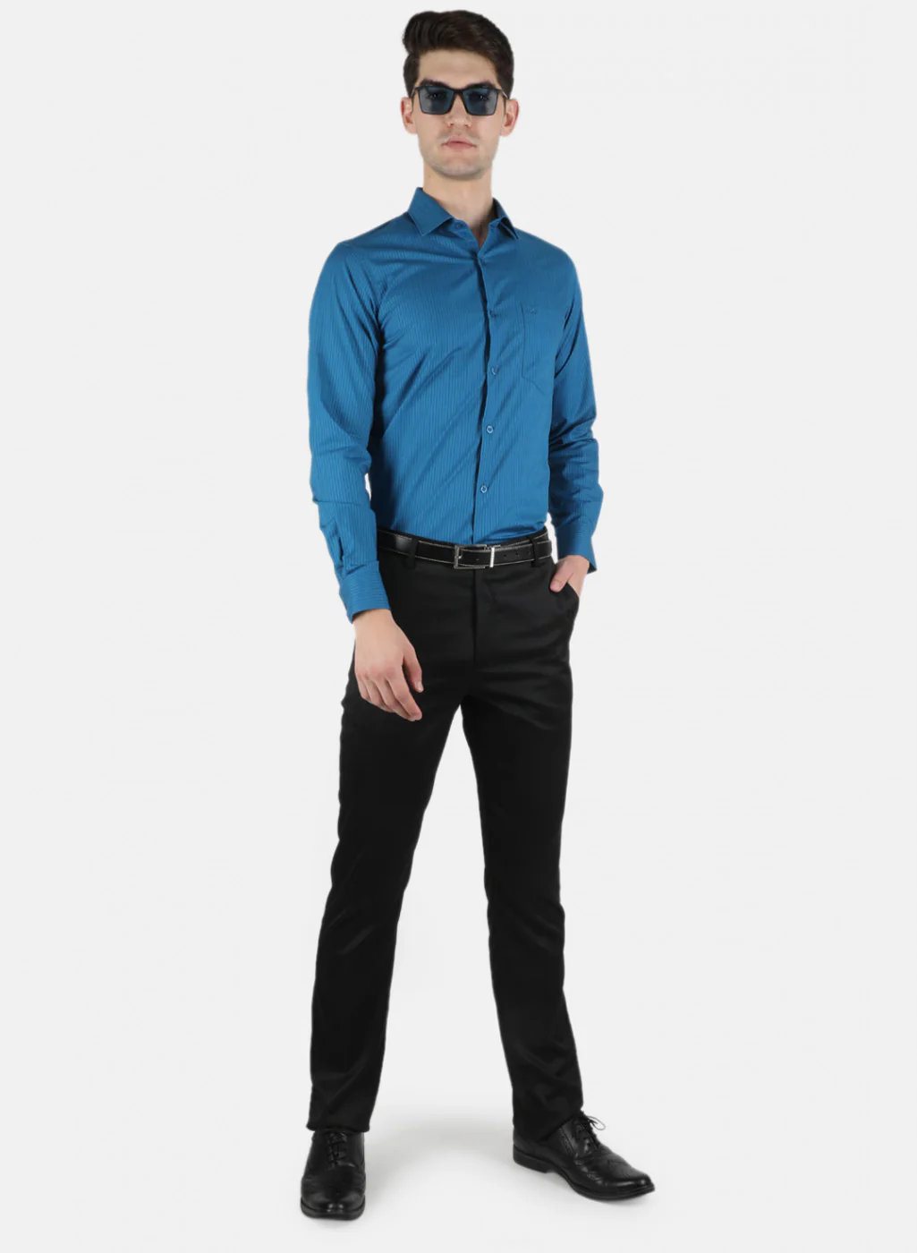 Men Blue Stripe Shirt - Image 4