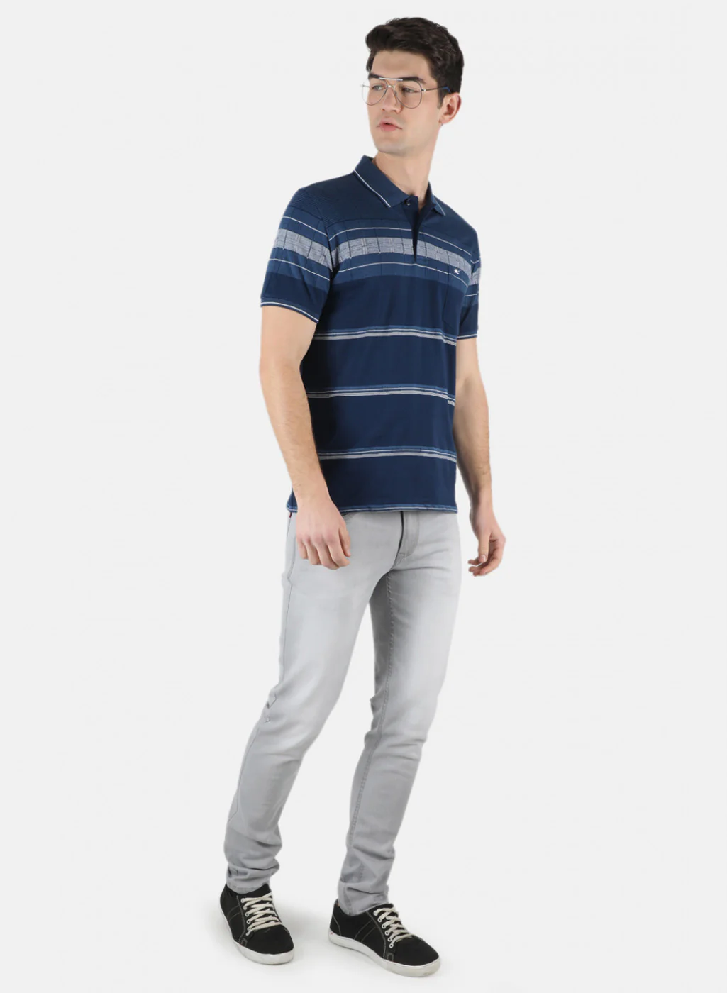 Men Blue Stripe T-Shirt - Image 3