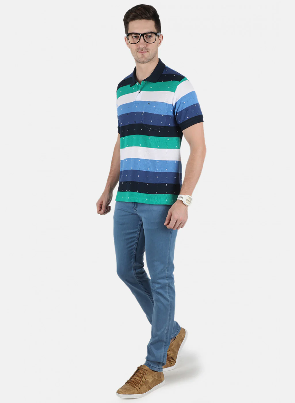 Men Blue Stripe T-Shirt - Image 3