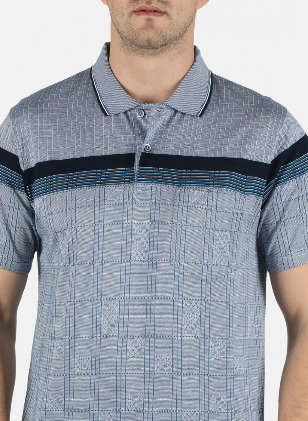 Men Blue Stripe T-Shirt - Image 4