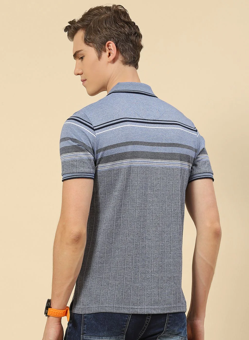 Men Blue Stripe T-Shirt - Image 4